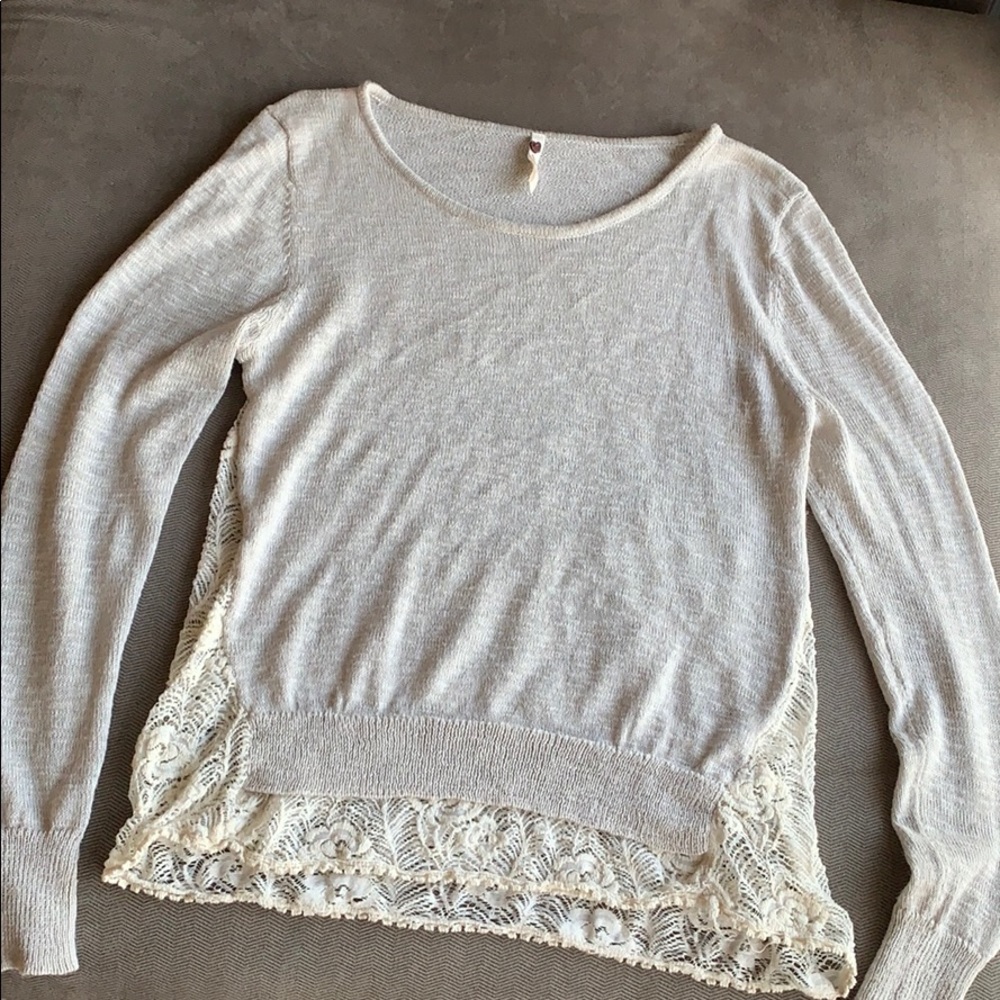 Lightweight grey sweater with lace details